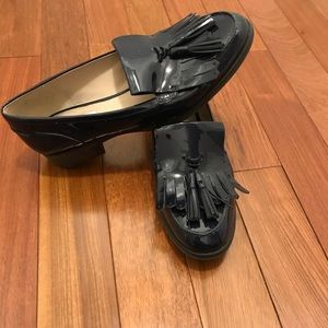 Clark’s navy blue loafers from England. Worn once.